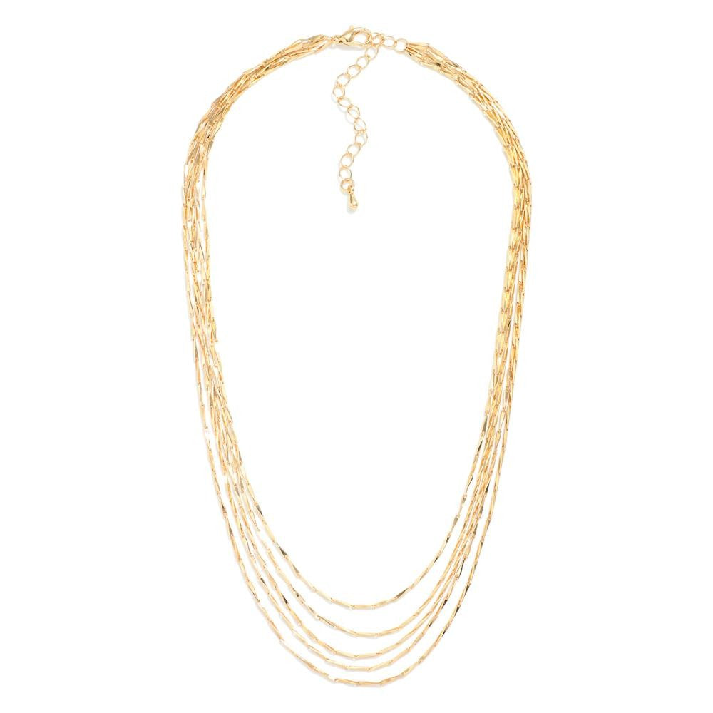 Reyna Layered Metal Tone Chain Link Necklace