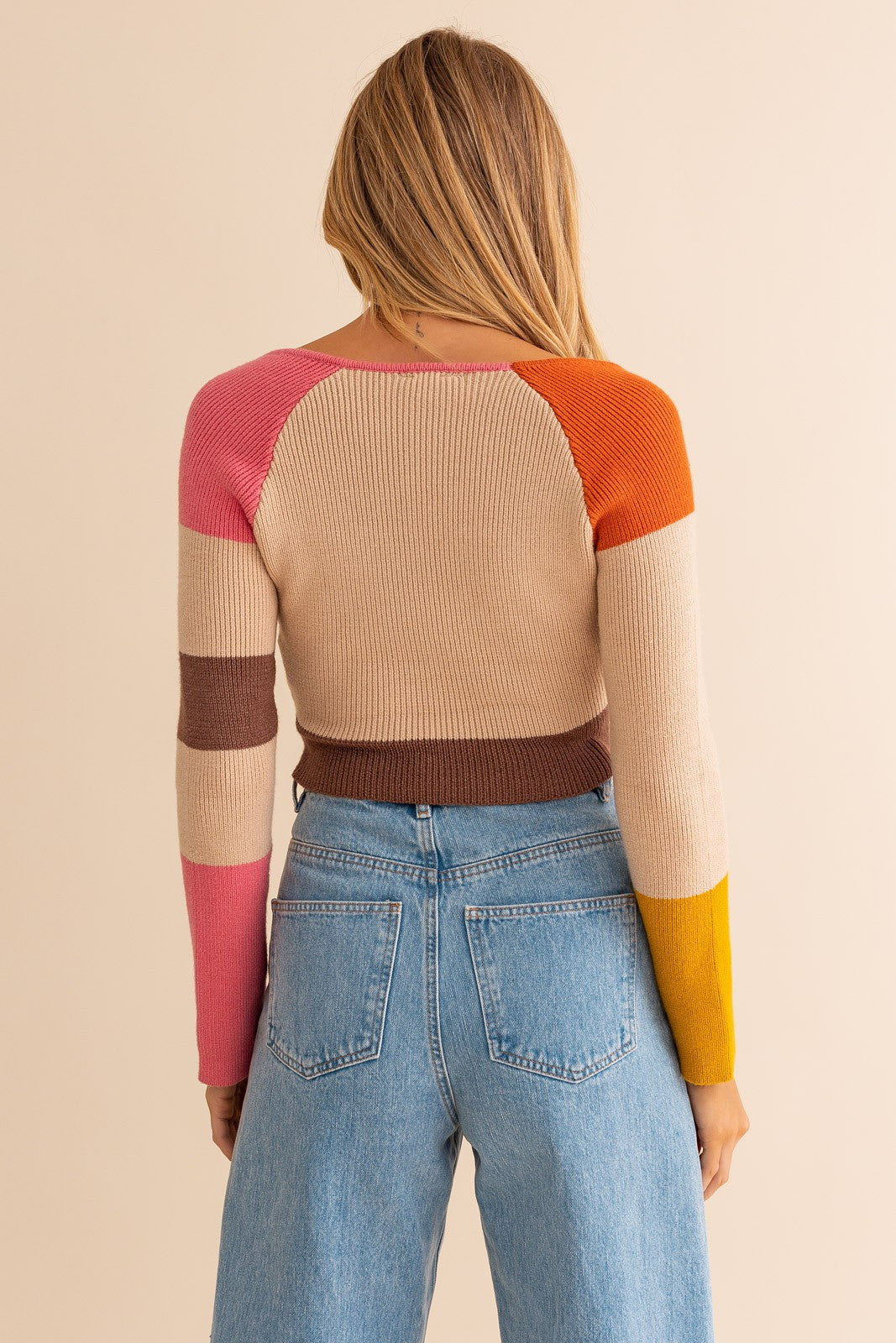 Louise Long Sleeve Color Block Stripe Knit Top
