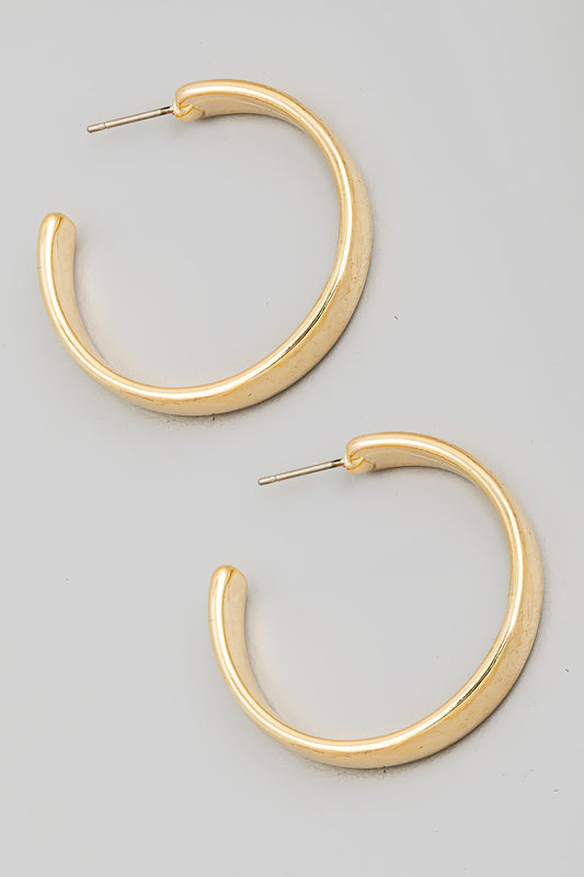 Flat Wide Metallic Hoop Earring