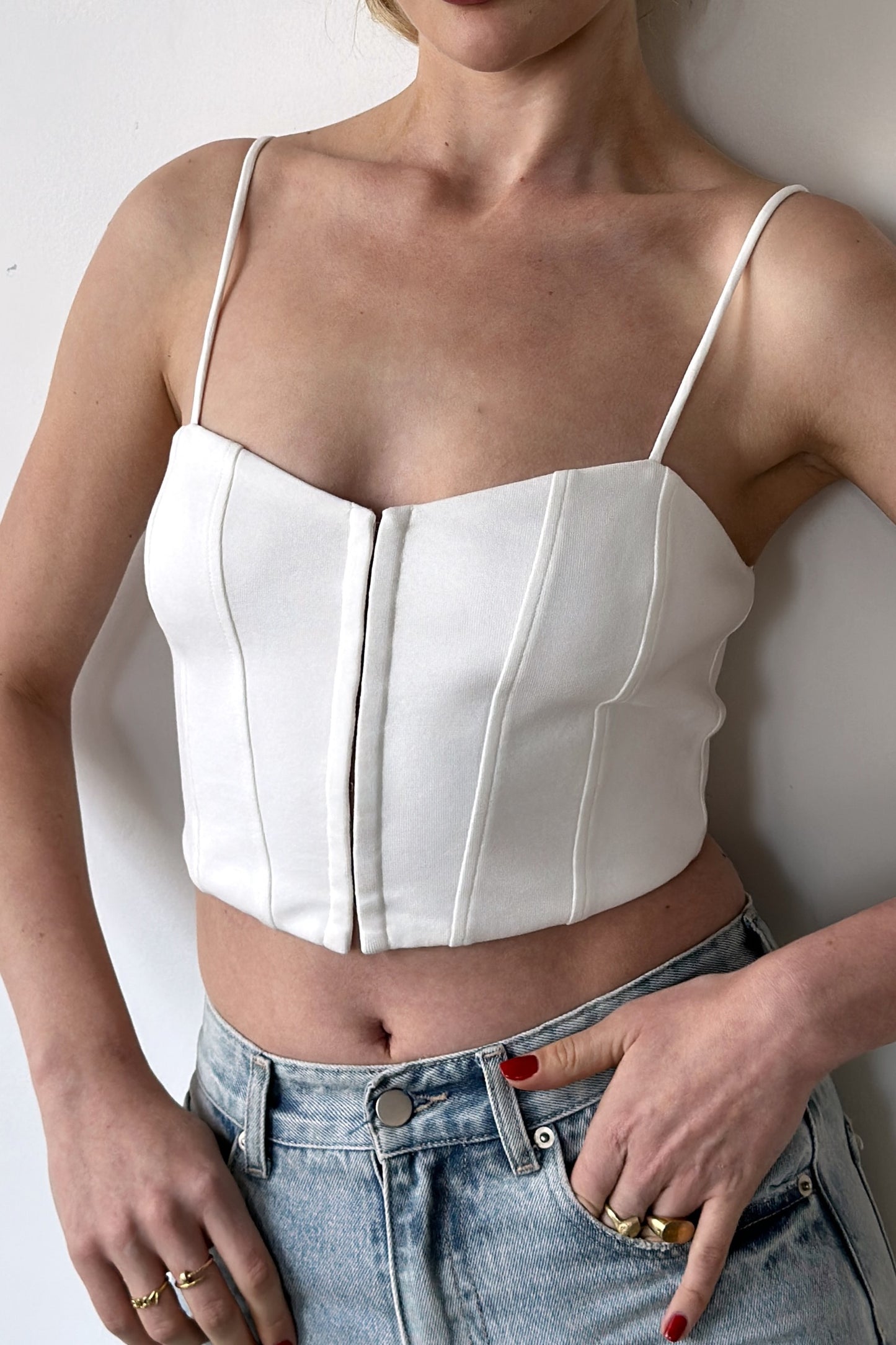 Ponte Knit Cropped Bustier Corset Top