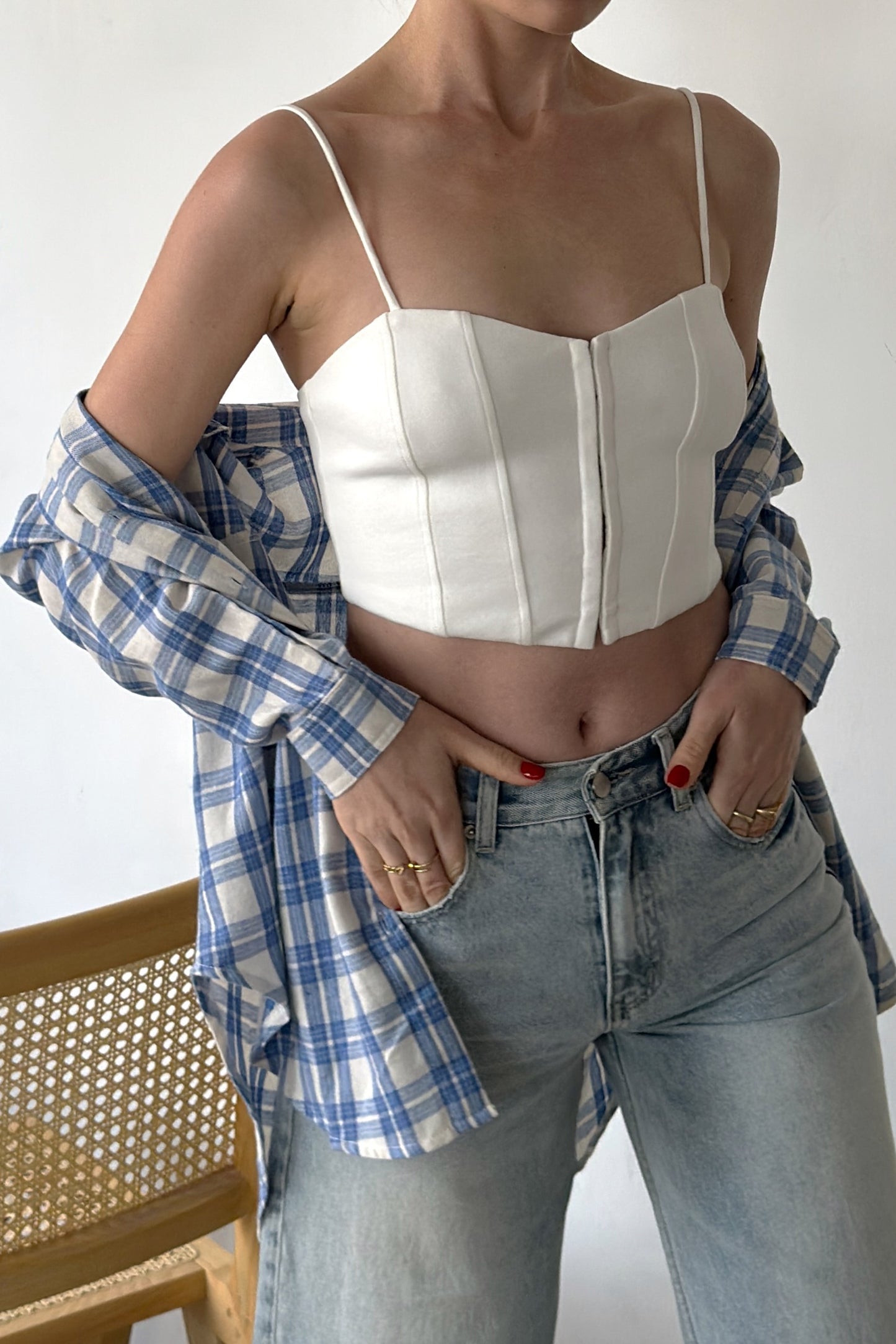 Ponte Knit Cropped Bustier Corset Top