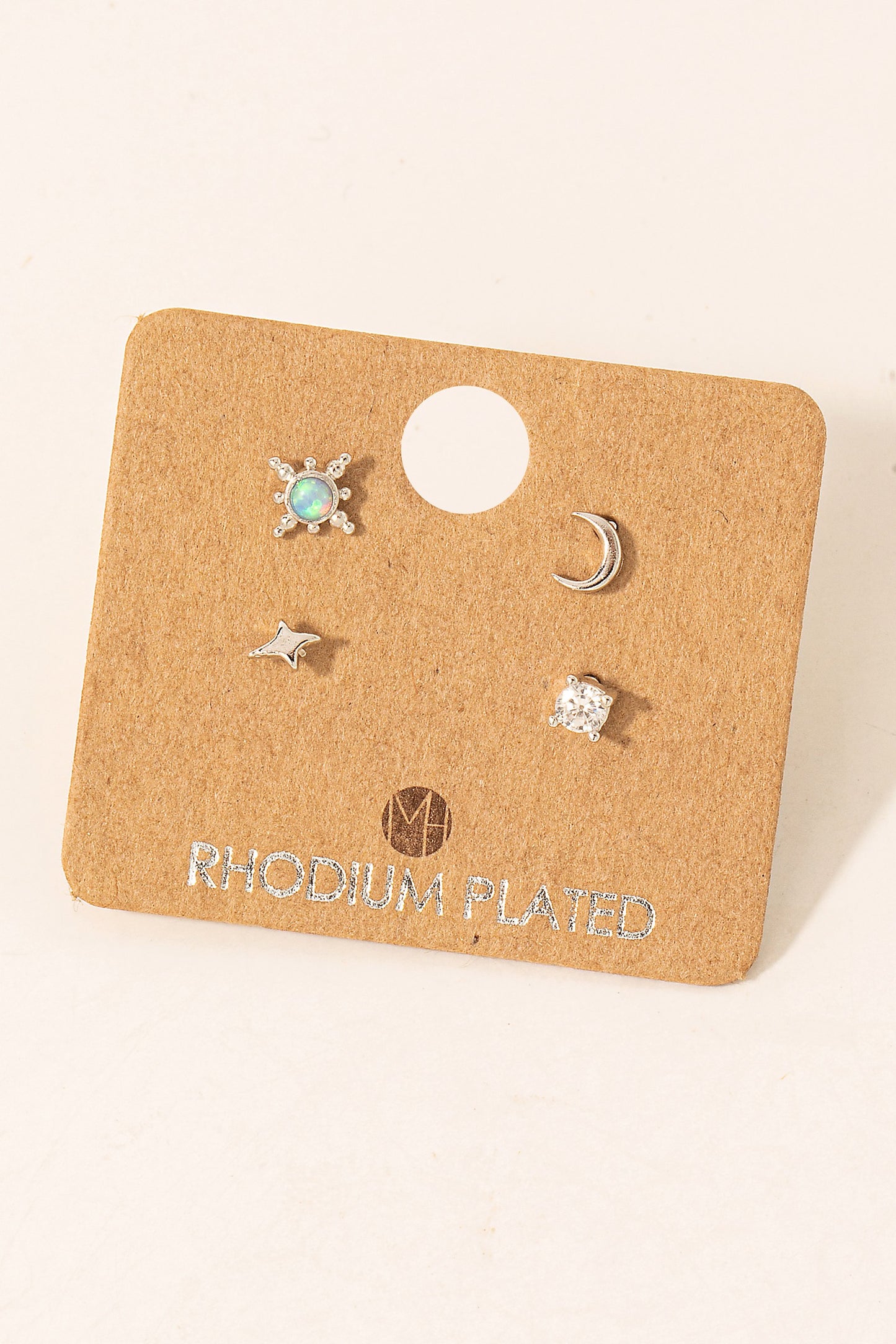 Gold Dipped 4Pc Star Moon Stud Earring
