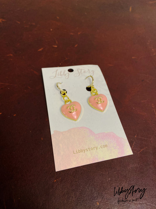 LS Upcycled CC Heart 18kt Gold Plated Earring