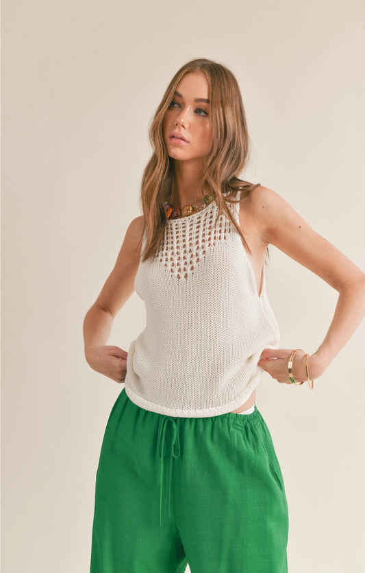 Sage the Label The Breeze Open Knit Neck Sweater Tank