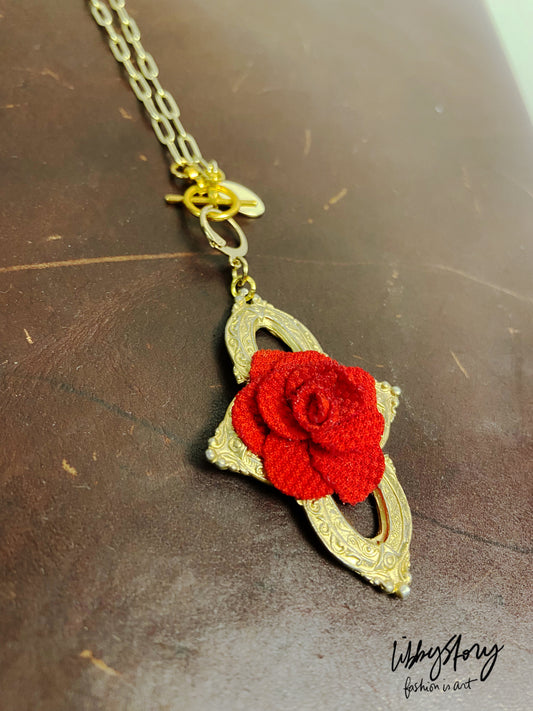 LS Upcycled Floral Pendant Necklace