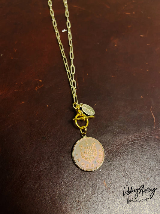 LS Upcycled Vintage Coin 18kt Gold Plated Necklace
