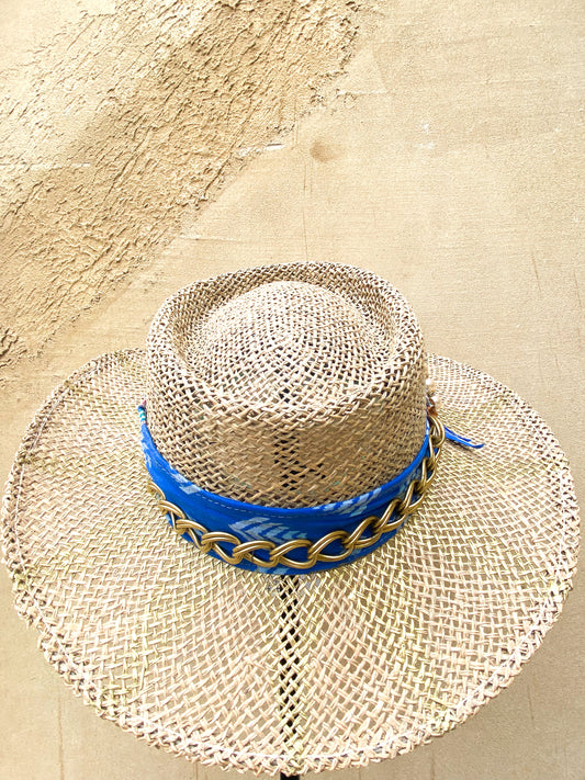 LS Upcycled Painted Zelda Straw Hat