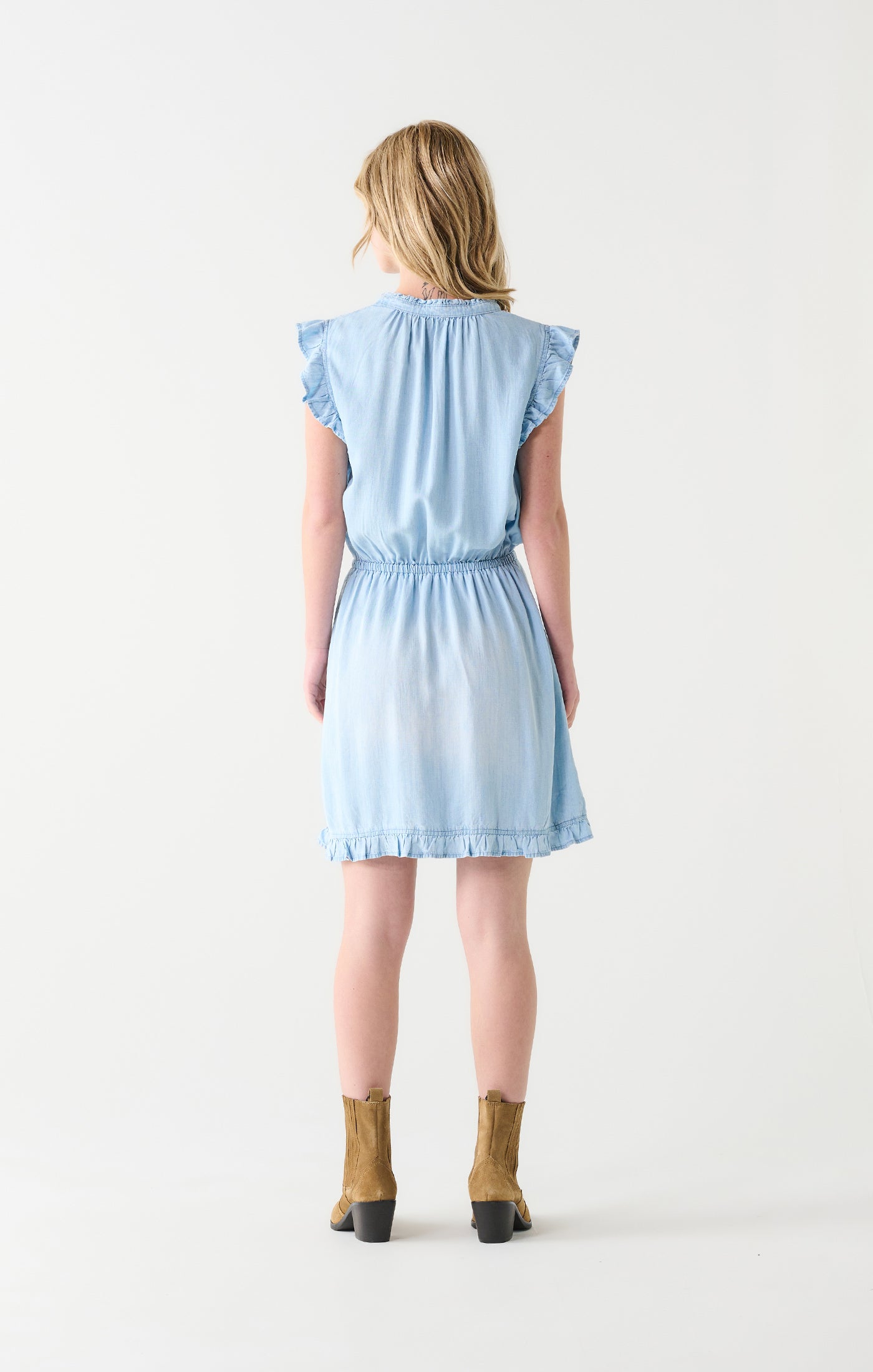 Dex Carla Ruffle Trim Mini Tencel Dress