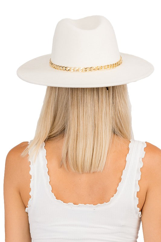 Cori Gold Chain Wide Brim Hat