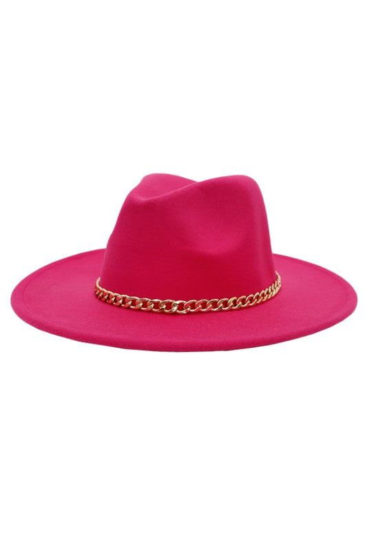 Cori Gold Chain Wide Brim Hat