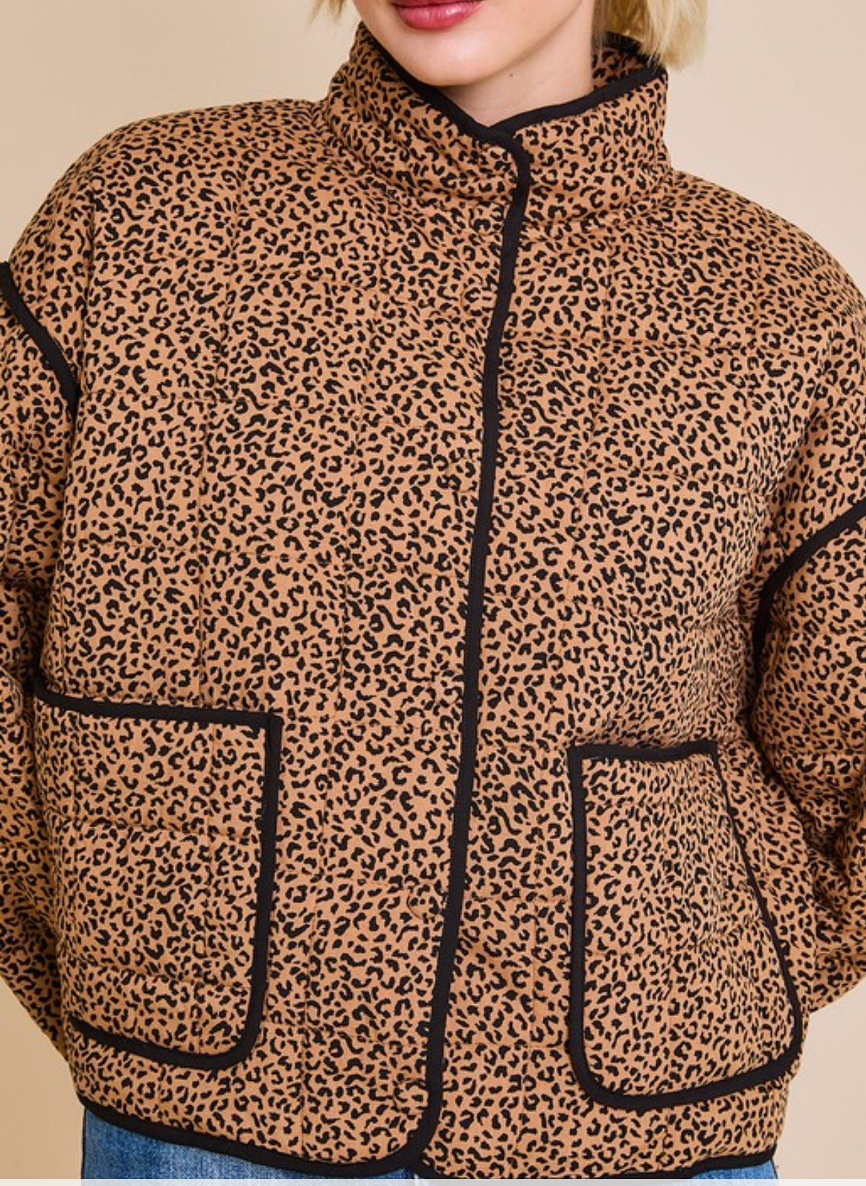 LEOPARD PRINT QUILTED JACKET