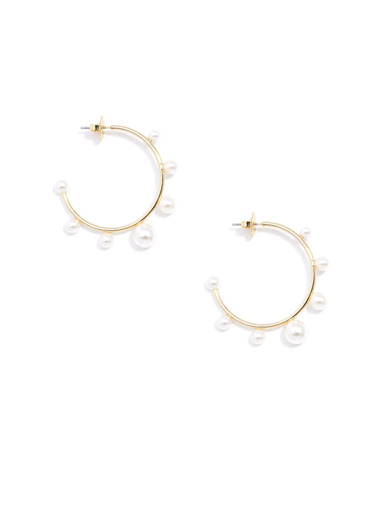 Zenzii Small Decorative Pearl Hoop Earring