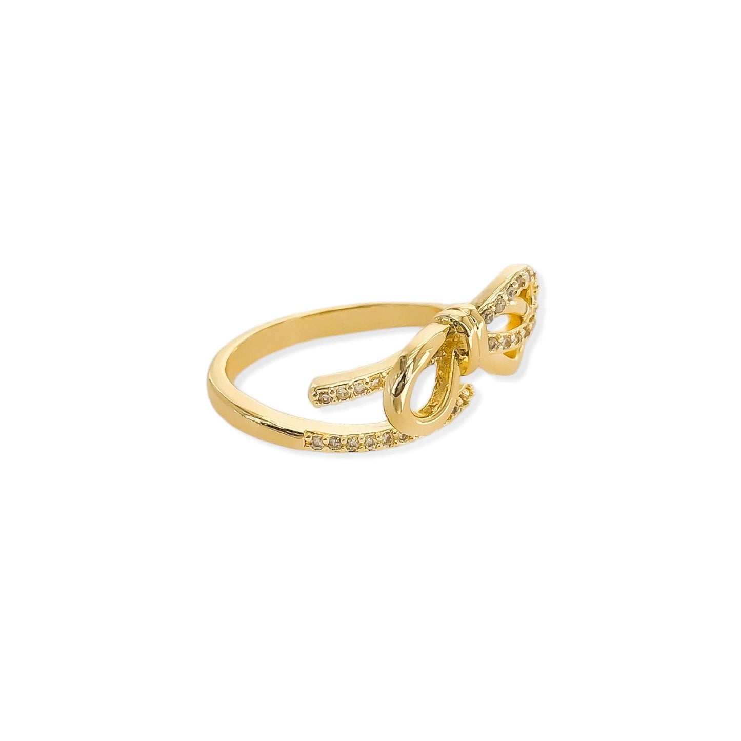 Sparkling Gold Plated Bow Ring