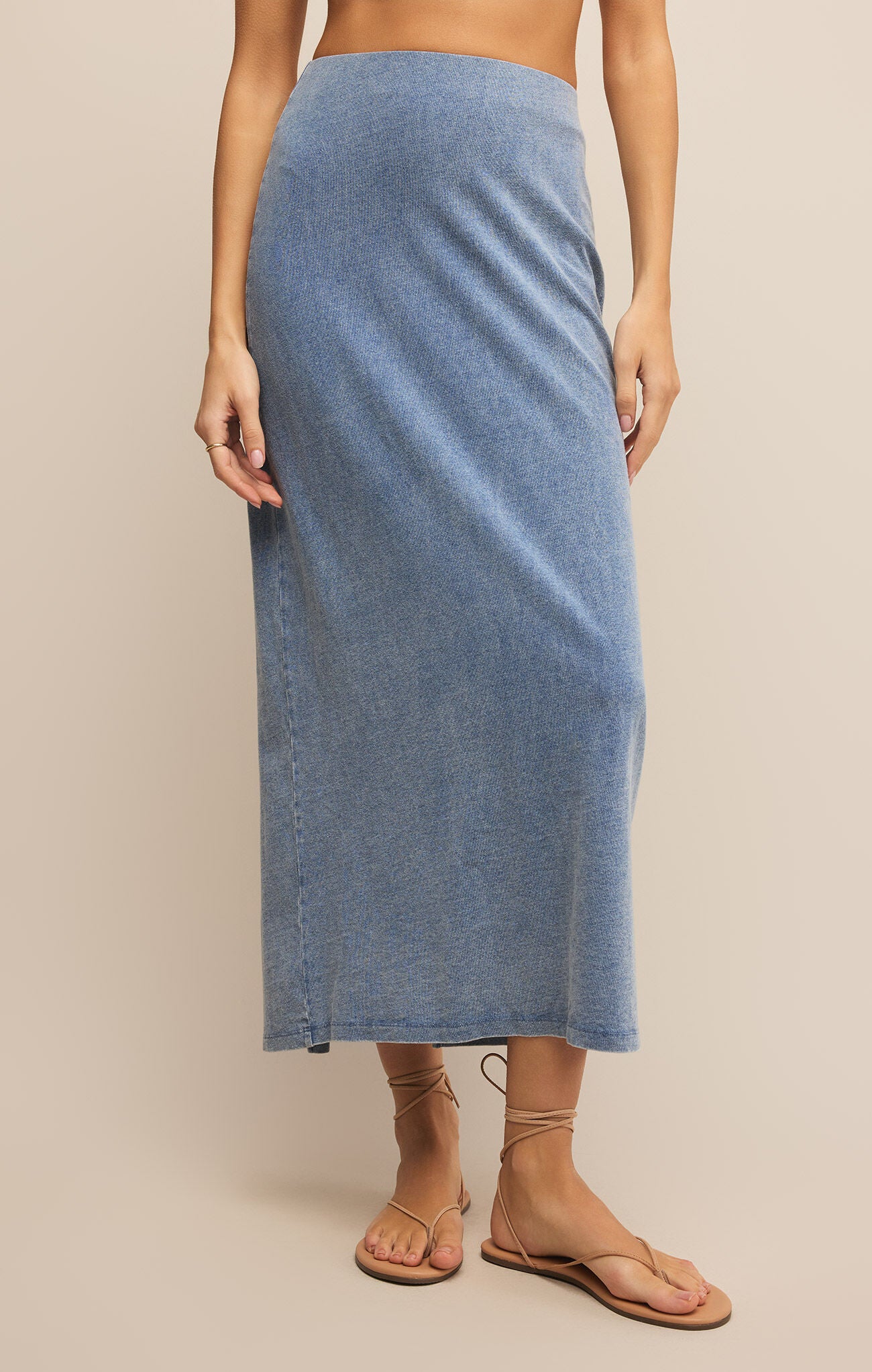 Z Supply Gail Jersey Denim Midi Skirt