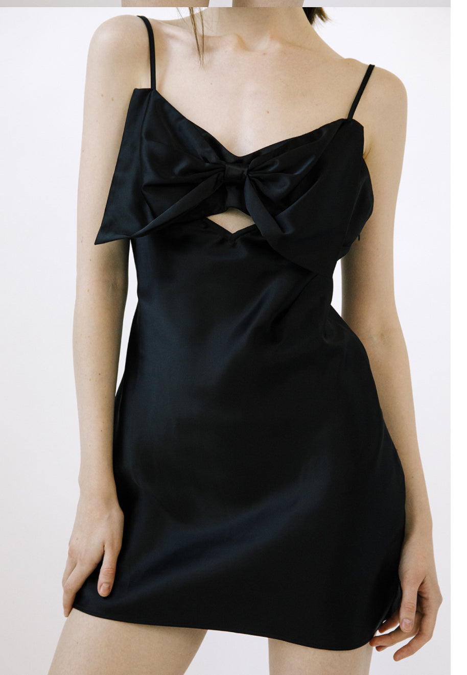 SATIN BOW FRONT DRESS