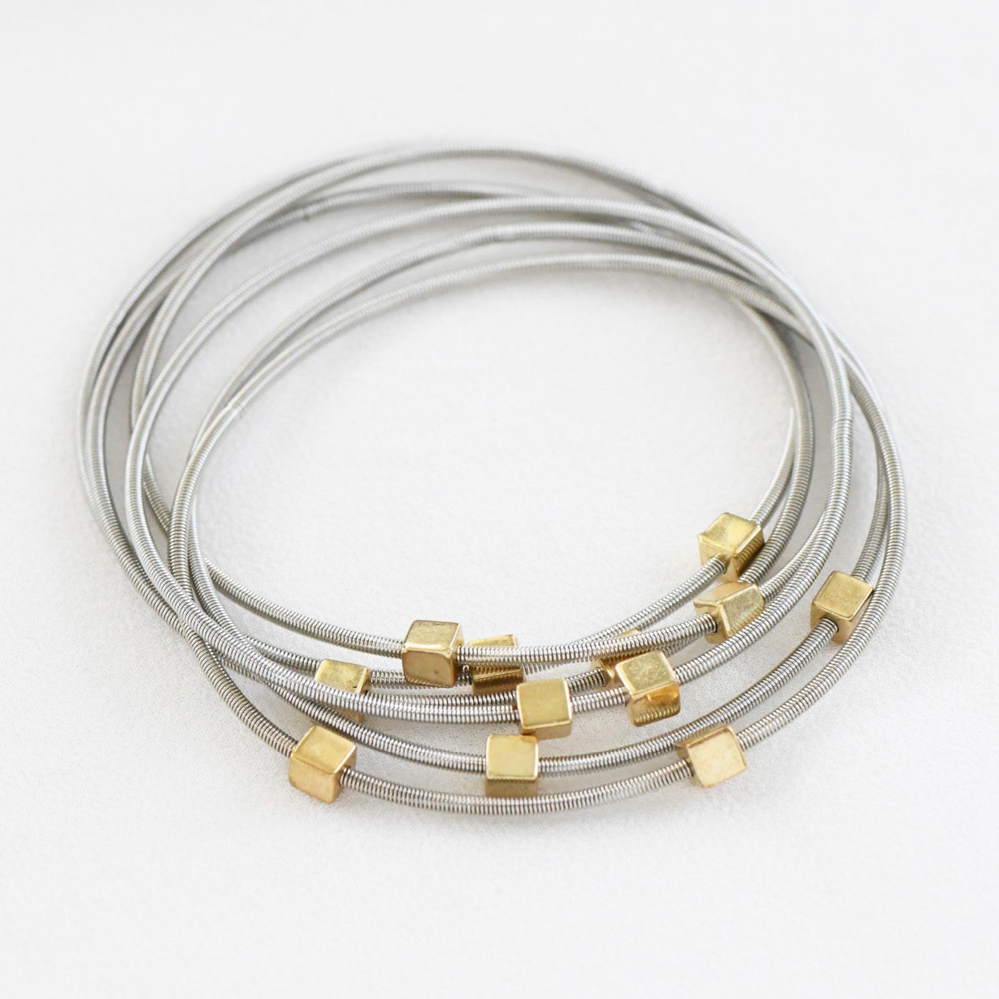 Stretchy Layered Guitar String 6 Piece Bracelet Set