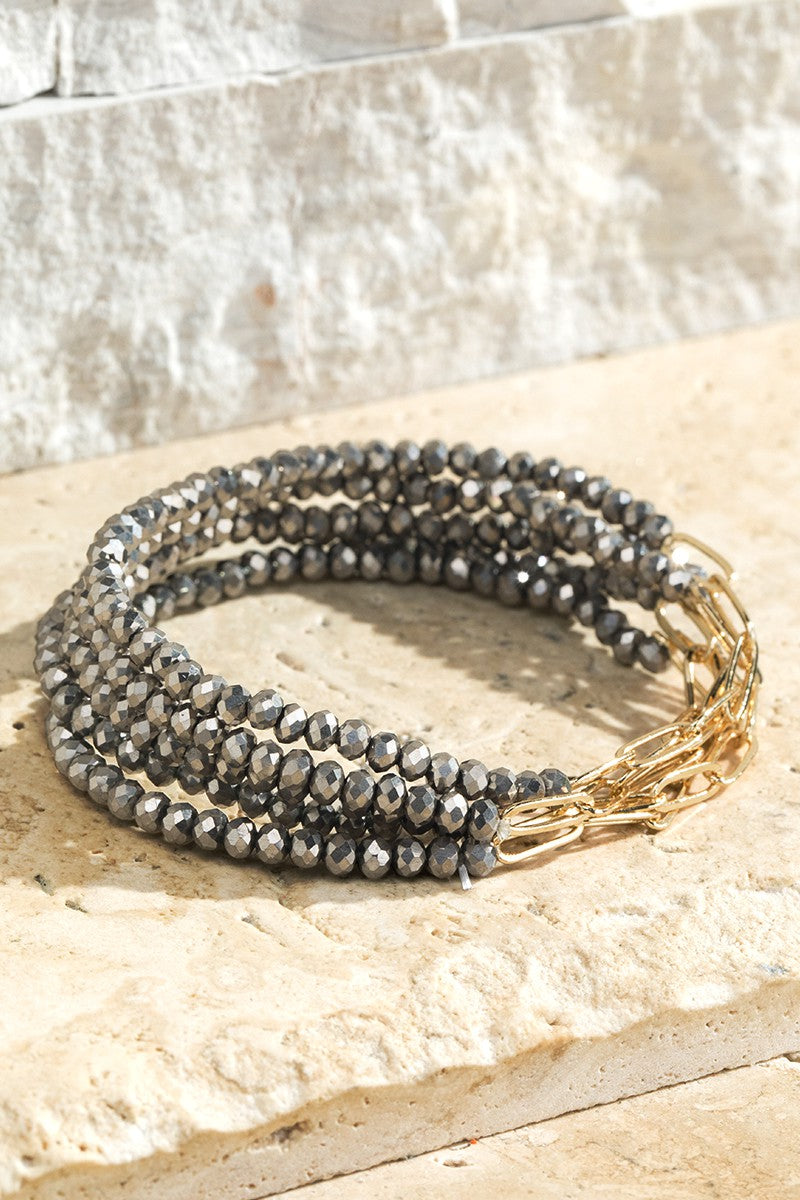 5 Strand Glass & Chain Bracelet