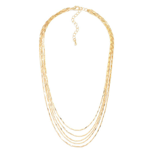 Reyna Layered Metal Tone Chain Link Necklace