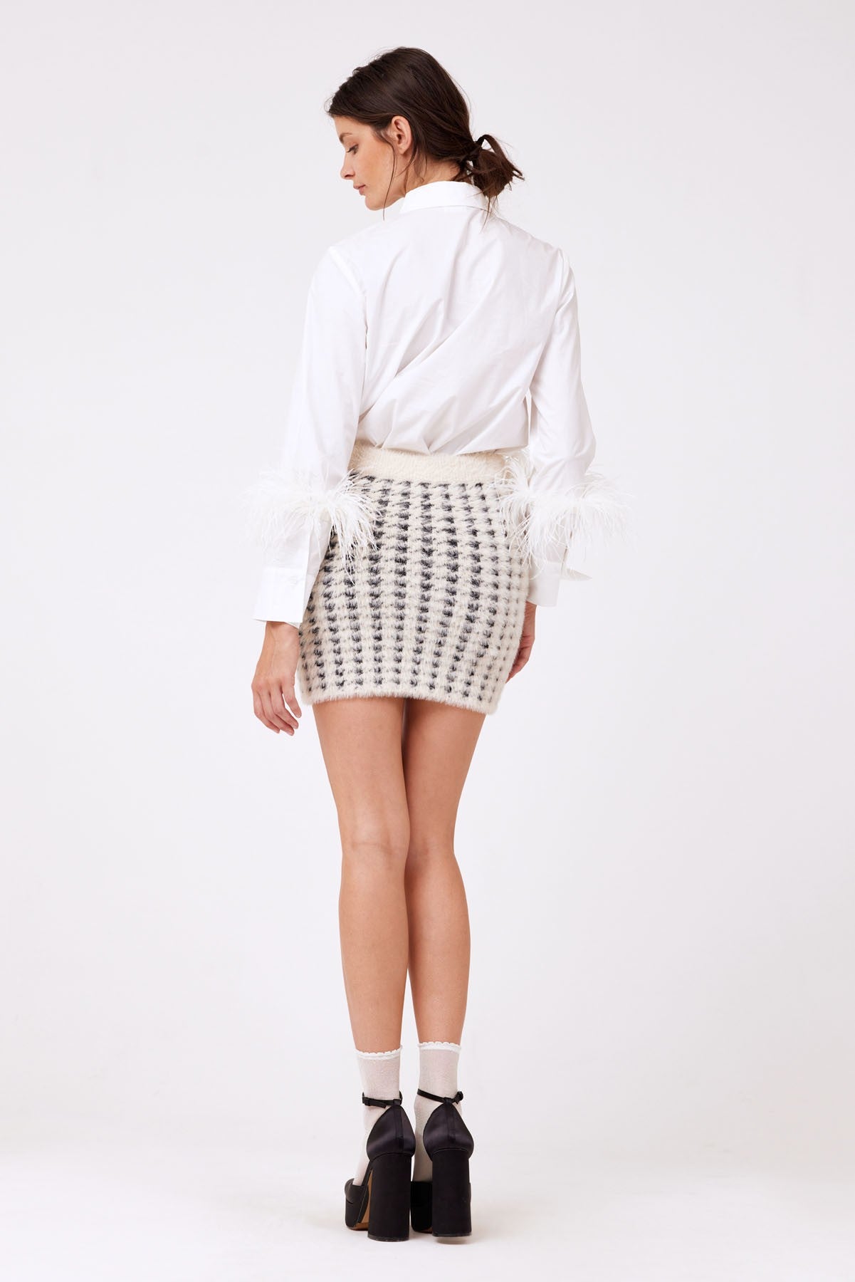 Kenya Houndstooth Knit Mini Skirt