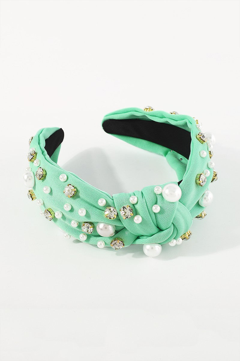 Paityn Rhinestone Pearl TopKnot Baroque Headband