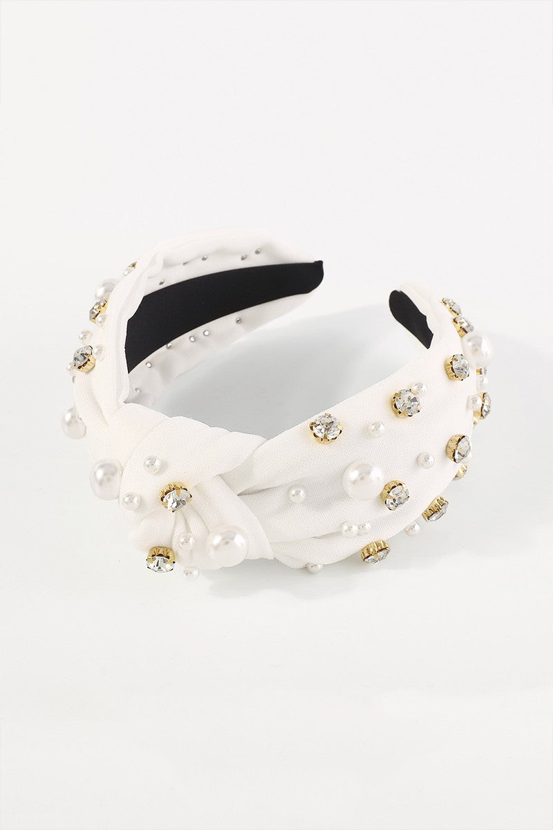 Paityn Rhinestone Pearl TopKnot Baroque Headband