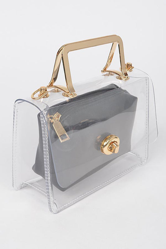 Carlee Transparent Metal Handle Bag