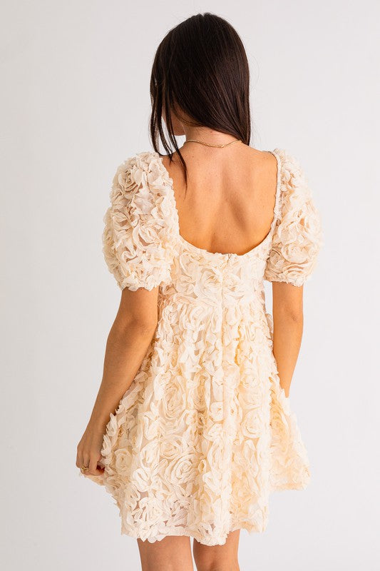 Bridal Party Square Neck Puff Sleeve Dress