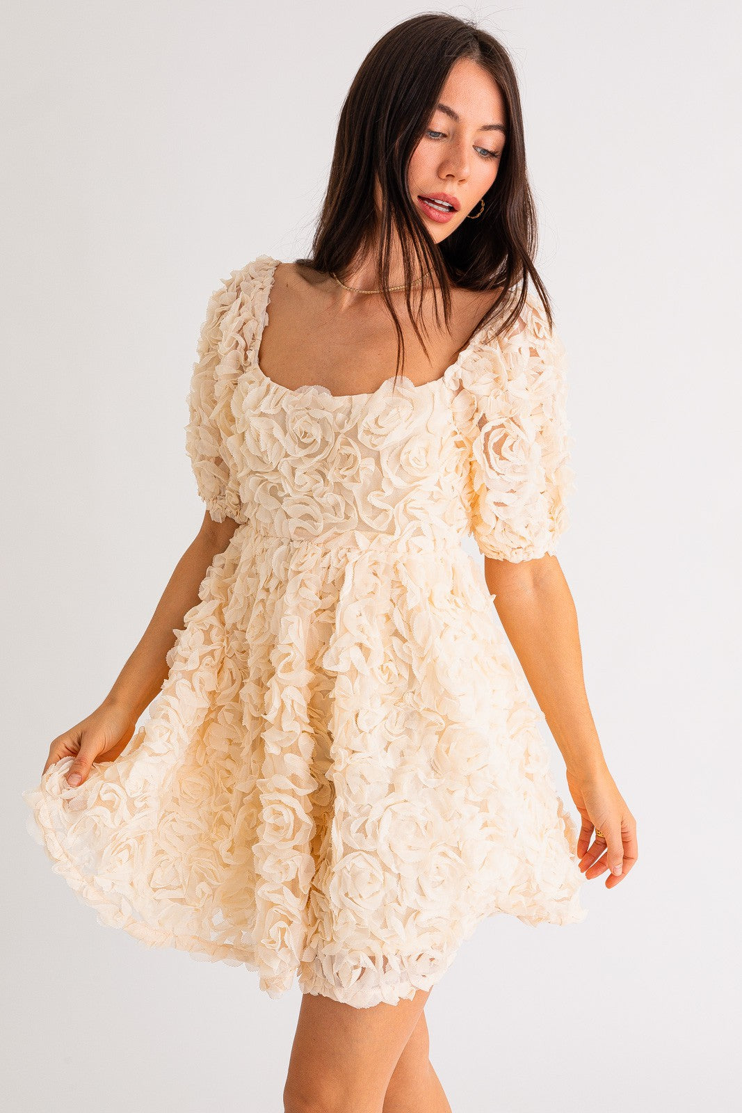 Bridal Party Square Neck Puff Sleeve Dress