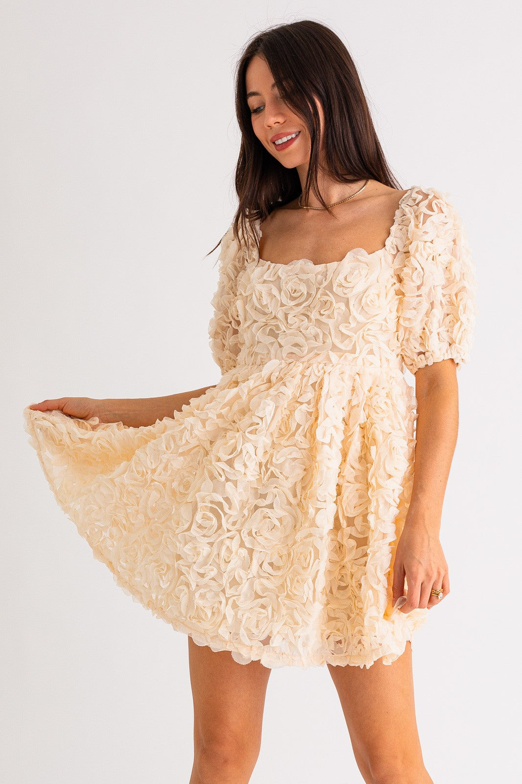 Bridal Party Square Neck Puff Sleeve Dress