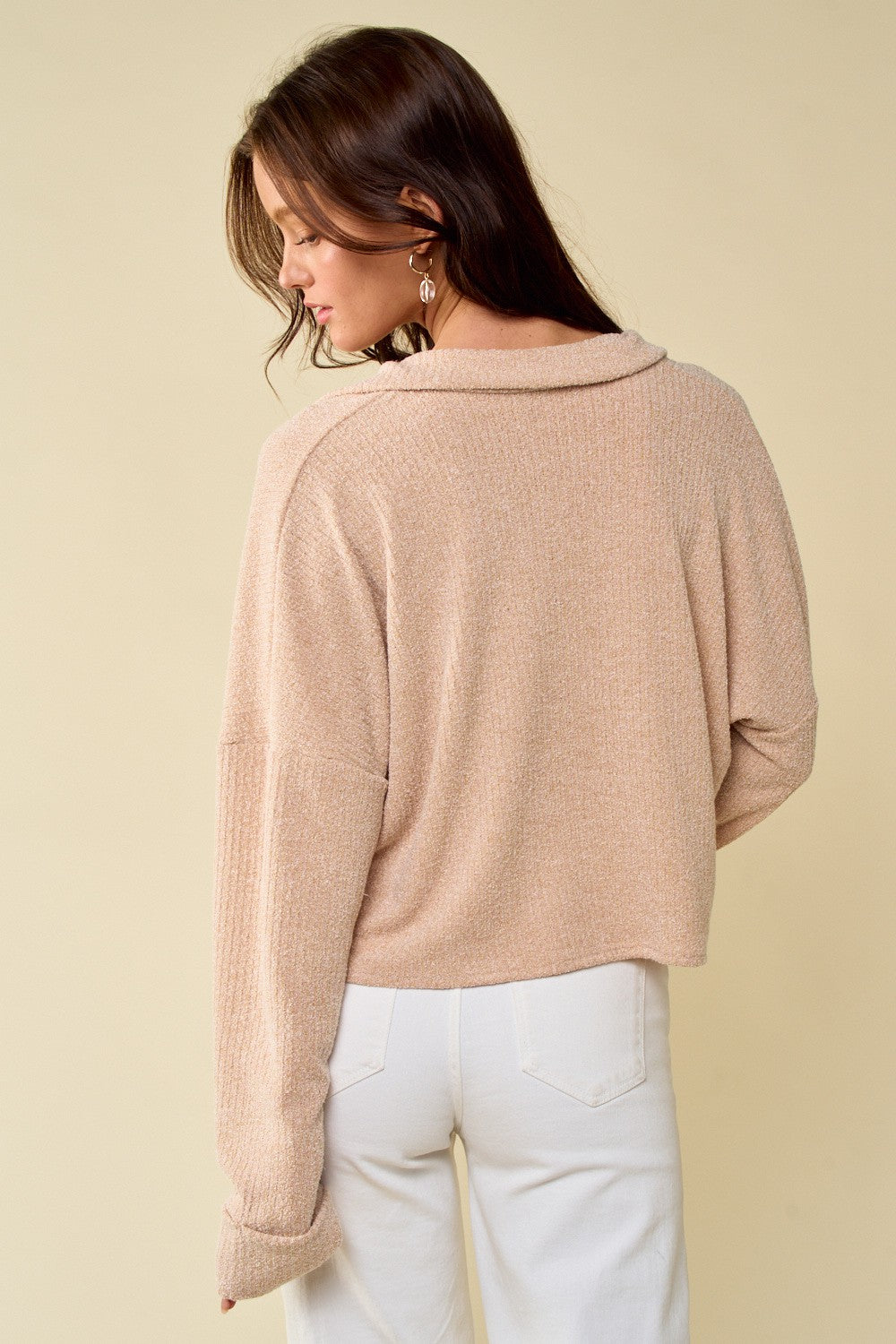 Corinne Cropped Long Sleeve Collar Sweater