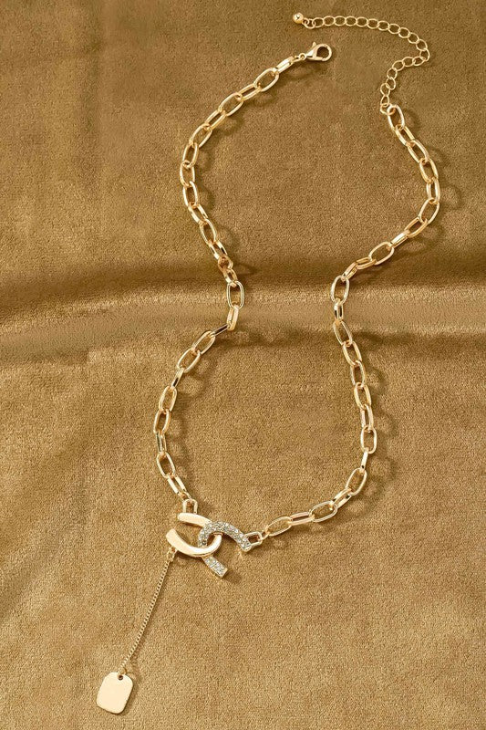 Double Link Chain Horseshoe Pendant Necklace