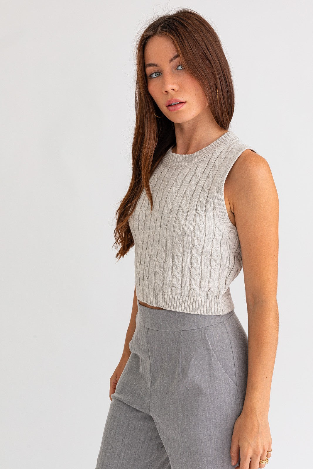 Brixx Cable Knit Tank Top