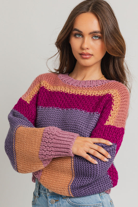 Francine Round Neck Crop Sweater Top