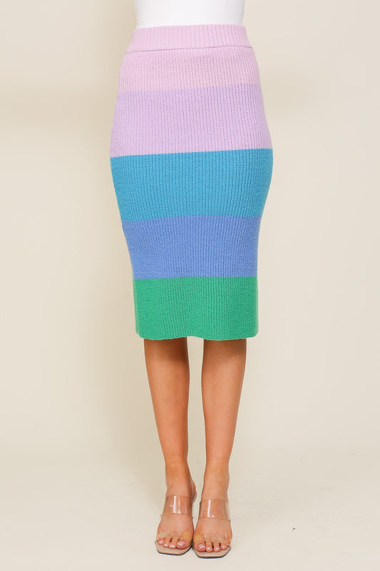 Candy Queen Rainbow Midi Sweater Skirt
