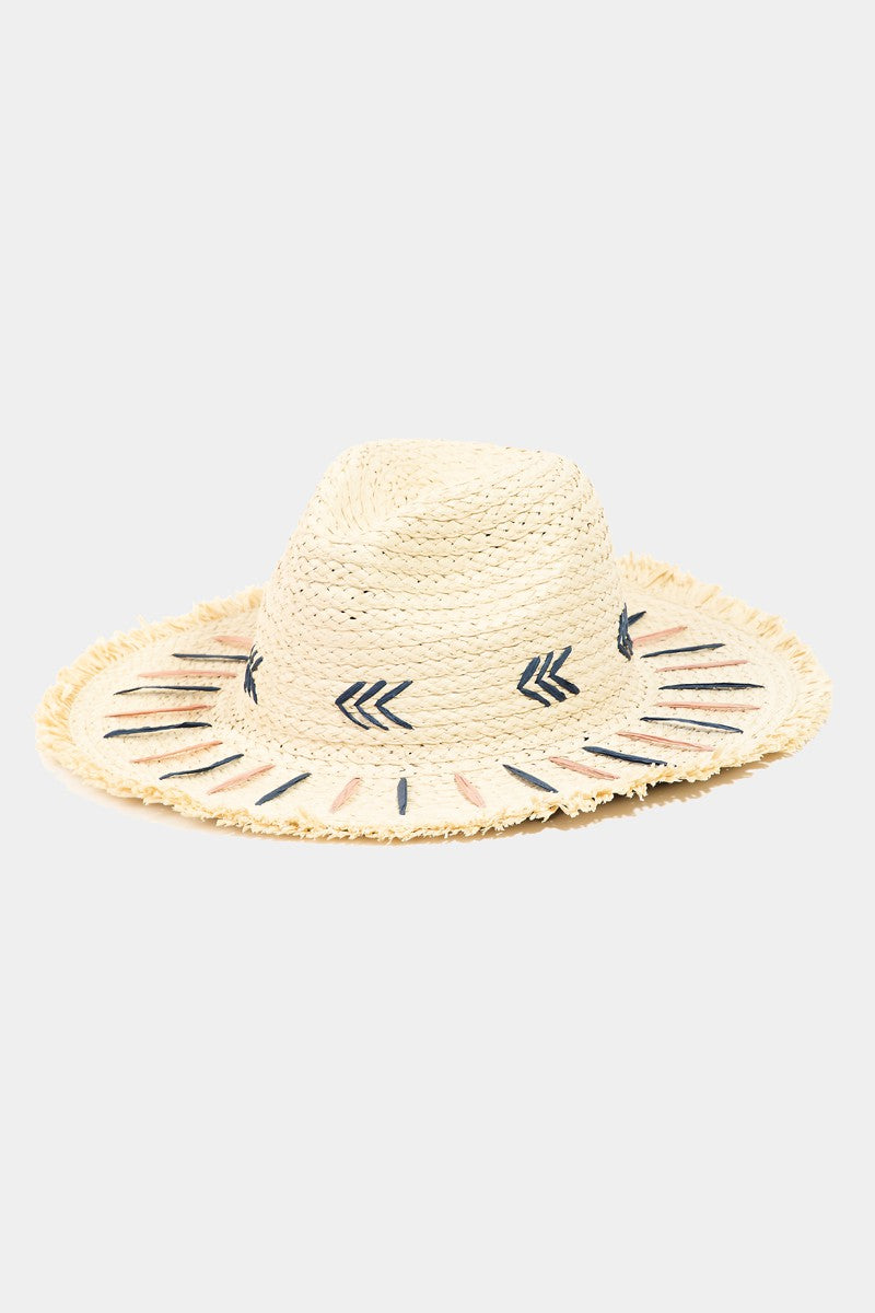 Straw Braided Striped Brim Sun Hat