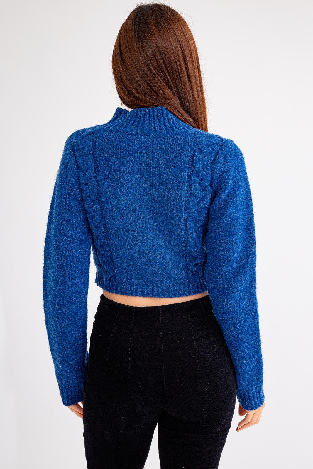 Marleigh Mock Neck Cut Out Crop Sweater