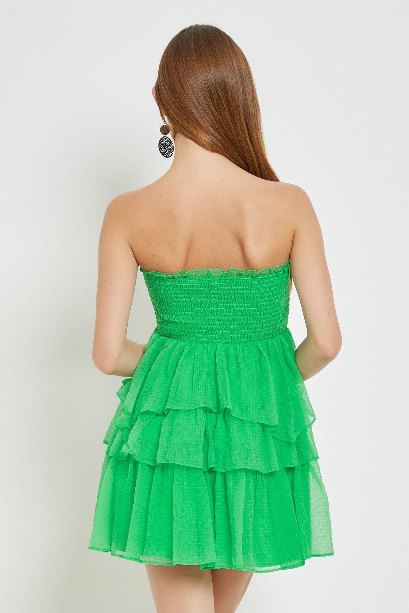 Strapless Drawstring Tiered Dress