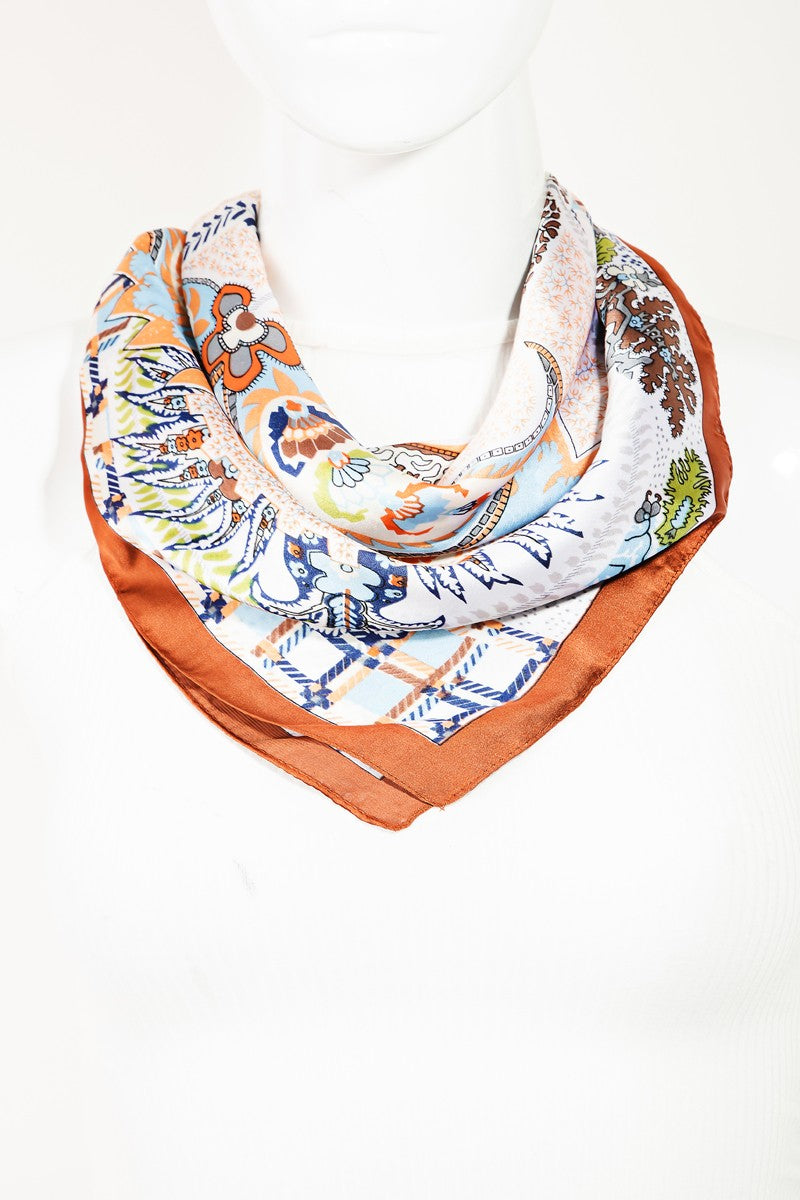 Multi Patch Paisley Pattern Square Scarf