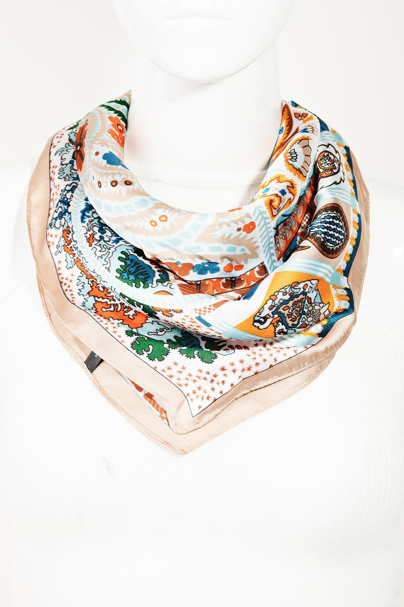 Multi Patch Paisley Pattern Square Scarf