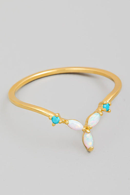 Delicate Opal Flower Ring