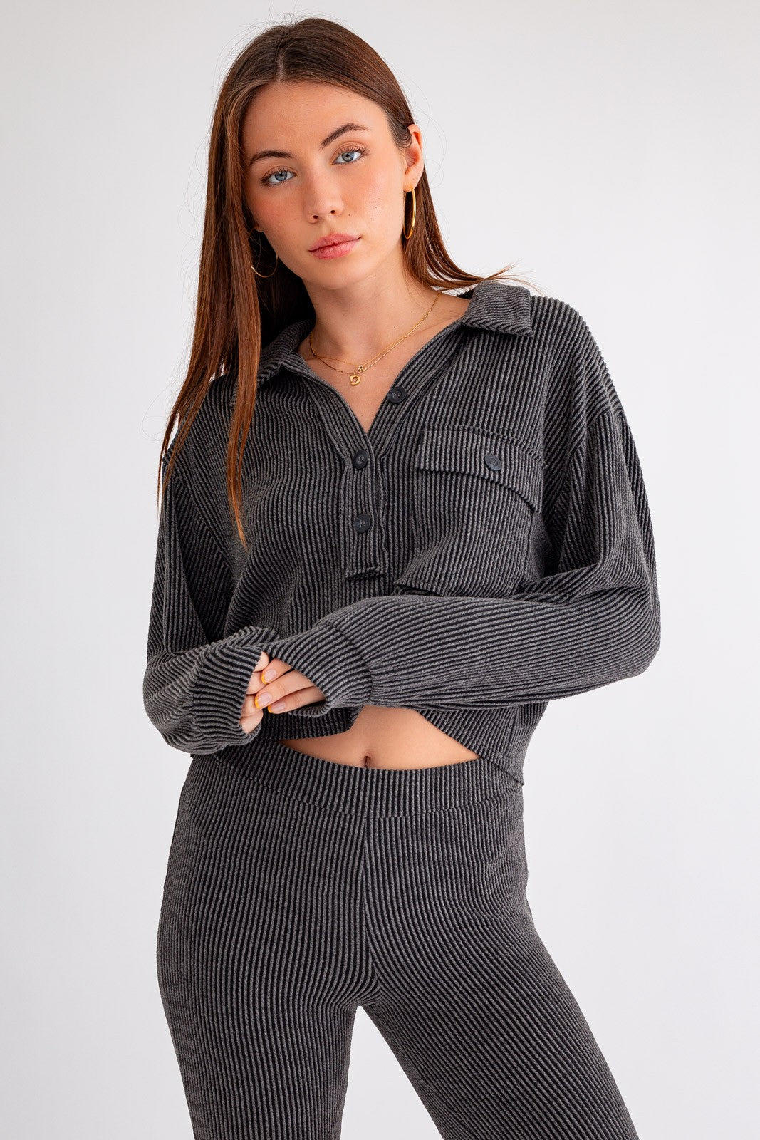 Mason Raw Edge Collared Pullover