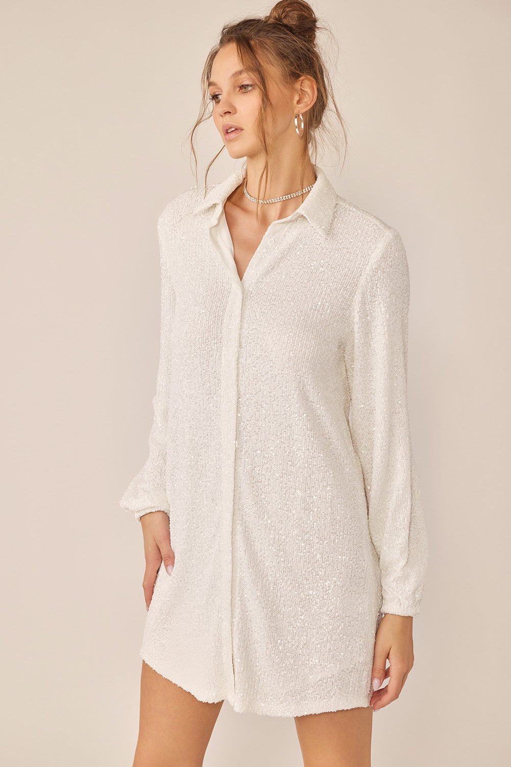 Charlotte Sequin Mini Shirt Dress