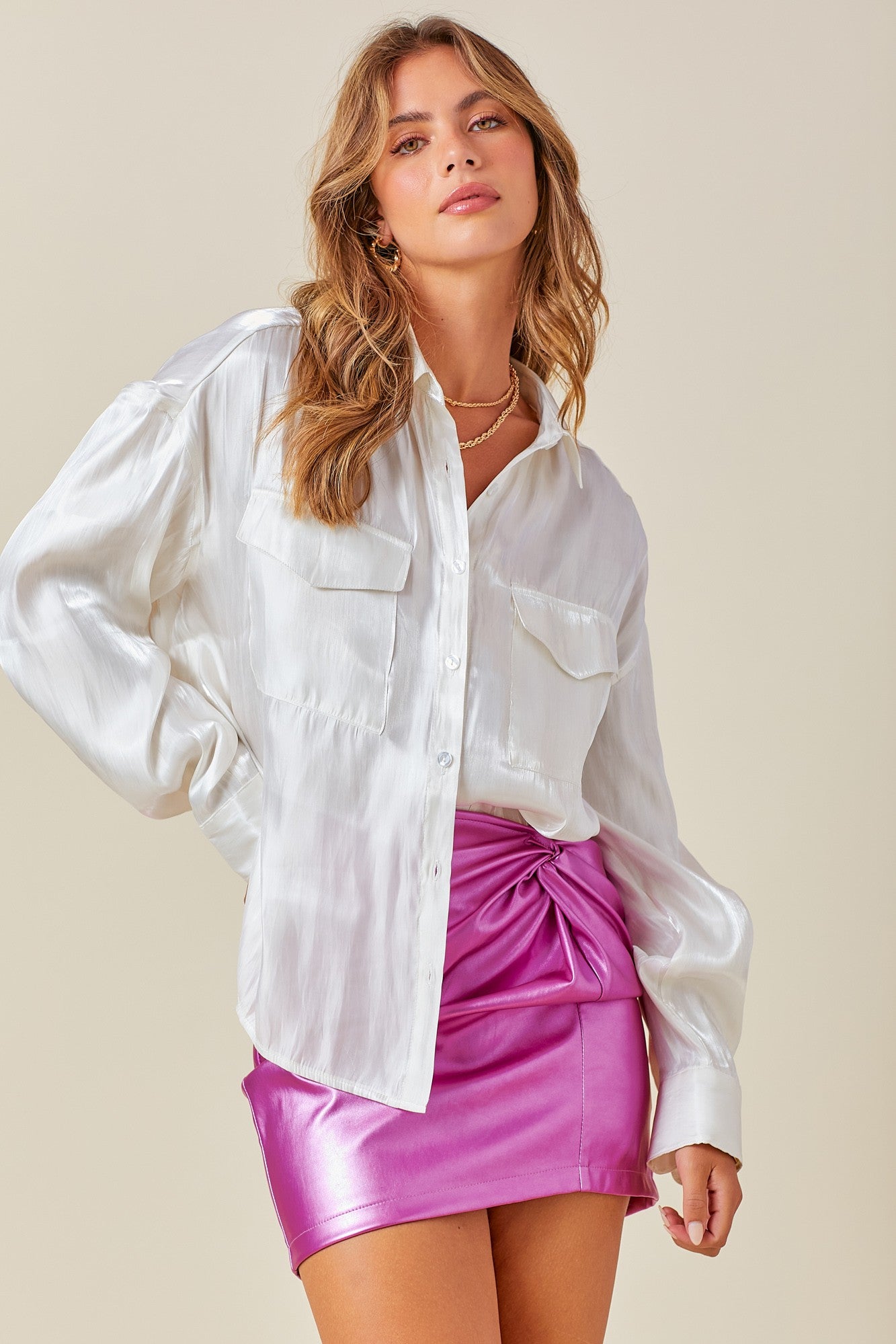 Iridescent Oversized Pocket Shirt