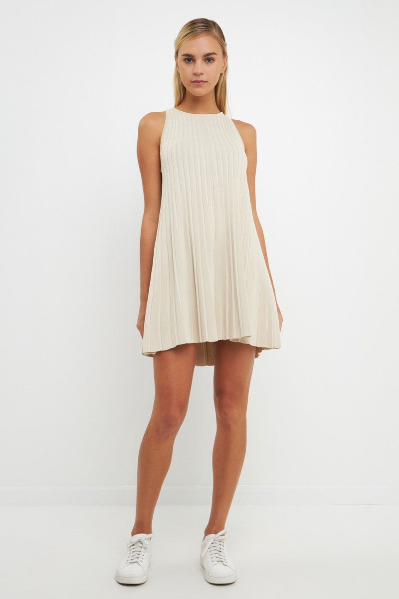 Pepsi Pleated A-Line Mini Dress