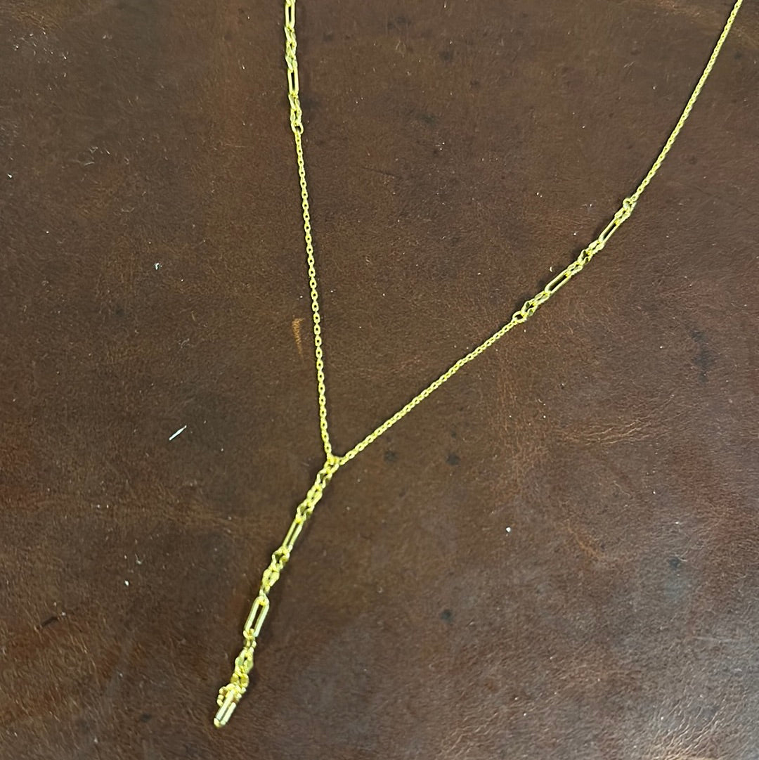 LUXE SEQUIN PAPERCLIP CHAIN LARIAT NECKLACE