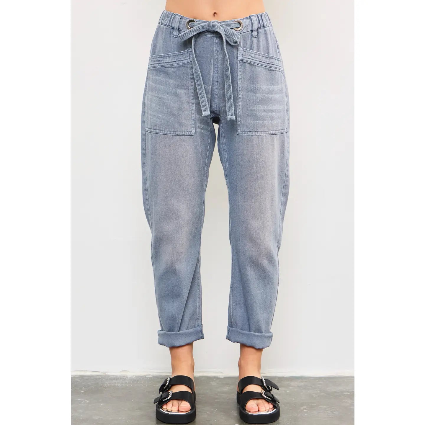 MS FRONT TIE DENIM PANTS