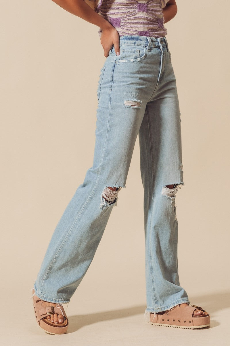 Ribbed 90s Boyfriend Mid Rise Denim Jeans