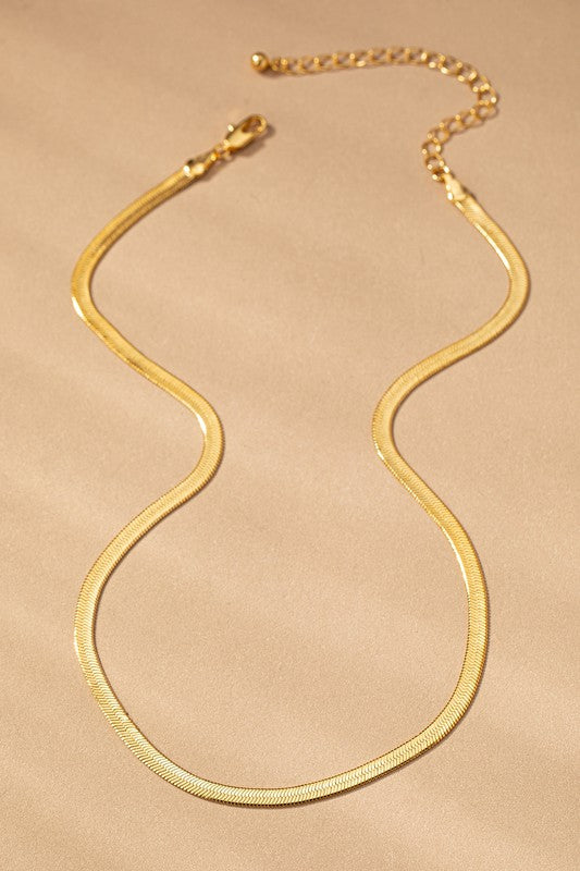 18K Gold Dipped Herringbone Chain Necklace