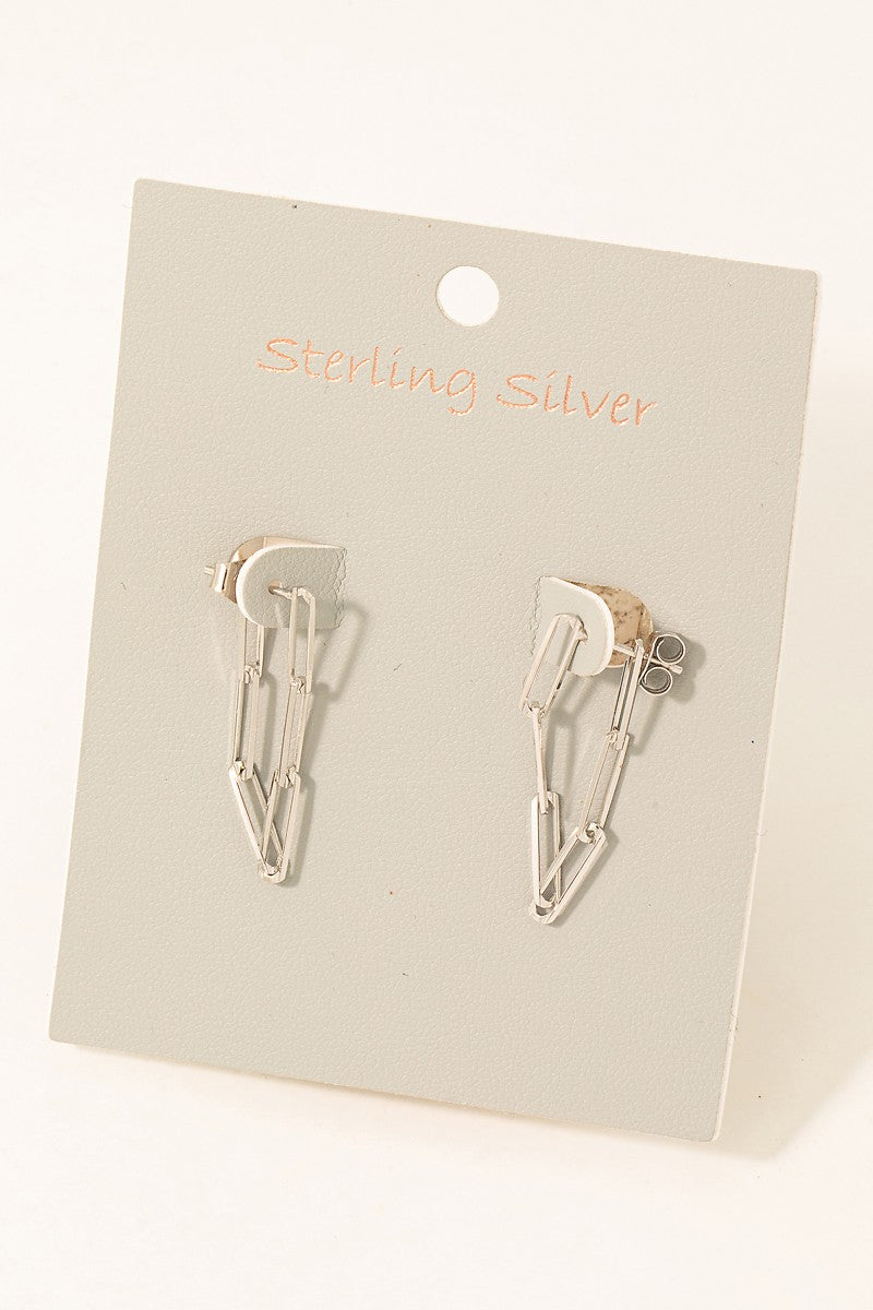 Sterling Silver Oval Chain Dangle Earring