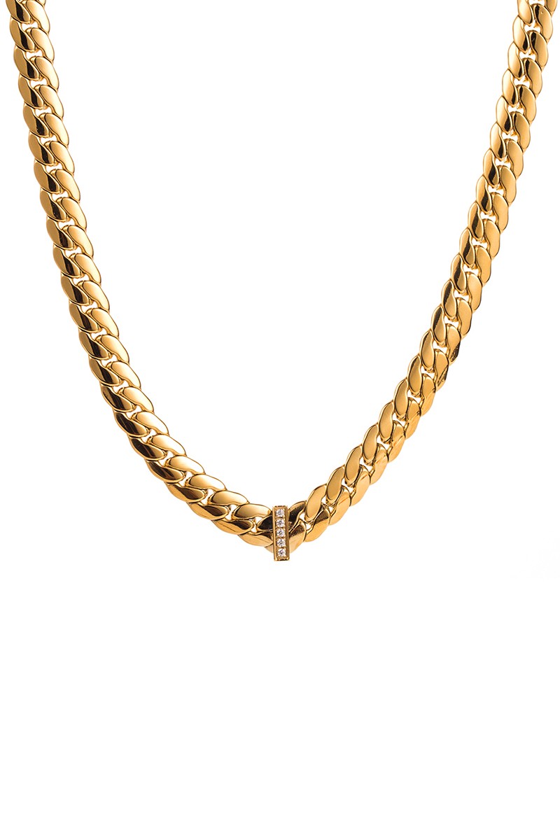 18K Gold Plated Stainless Steel Cuban Flat Chain Necklace
